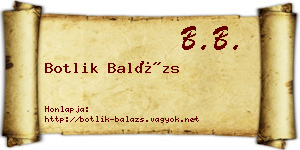 Botlik Balázs névjegykártya